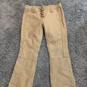Whet Blu Tan Leather Flare Pants Size 2